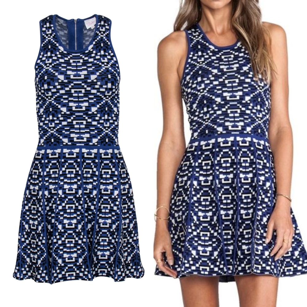 🧡Parker Blue and White Geometric Dress☆